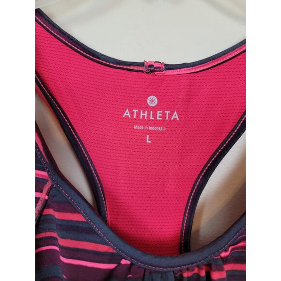 Athleta Tank Size Large Racerback Shelf Bra Black and Pink Missing Waist Tie - Picture 2 of 6